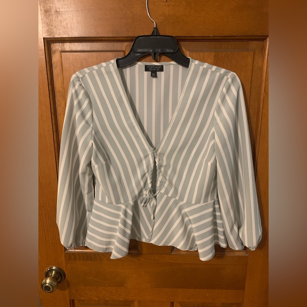 Topshop blue and white striped blouse
